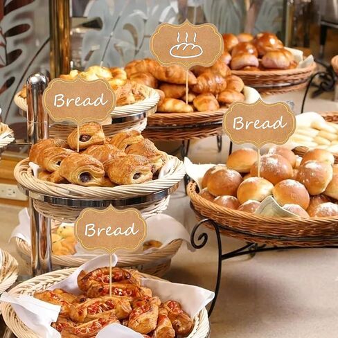 24 pcs Cupcake Toppers, Blank Toothpick Flags Cake Toppers Cheese Markers for Party Buffet, Cake Toppers, Appetizer Signs Suitable for Wedding Birthday Party Decor - Brown in Kuwait