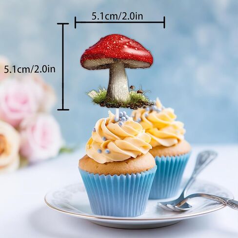 18pcs بريق الفطر كب كيك توبر يهتف لنباتات الغابات البرية موضوع استحمام الطفل حزب الديكور يختار لصبي فتاة عيد ميلاد سعيد صالح ديكور لوازم مجموعة in Kuwait
