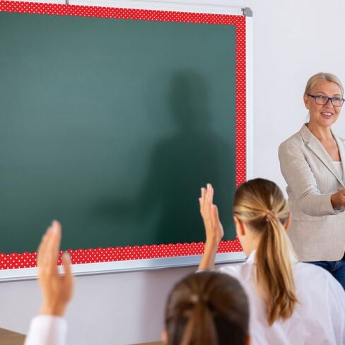 VOSAREA 12pcsMagnetic Bulletin Board Border - Dot Scalloped Borders for Classroom Whiteboard & Chalkboard - 24ft Magnetic Strips Trim for Teacher School Supplies & Office Decor (1.5" Wide) in Kuwait