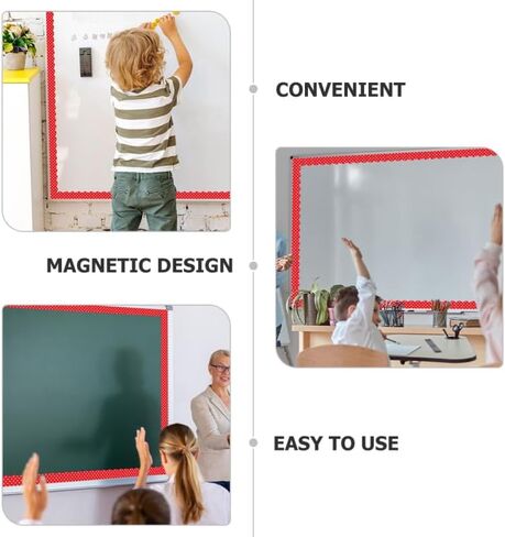 VOSAREA 12pcsMagnetic Bulletin Board Border - Dot Scalloped Borders for Classroom Whiteboard & Chalkboard - 24ft Magnetic Strips Trim for Teacher School Supplies & Office Decor (1.5" Wide) in Kuwait