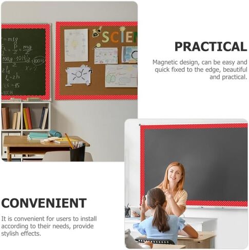 VOSAREA 12pcsMagnetic Bulletin Board Border - Dot Scalloped Borders for Classroom Whiteboard & Chalkboard - 24ft Magnetic Strips Trim for Teacher School Supplies & Office Decor (1.5" Wide) in Kuwait