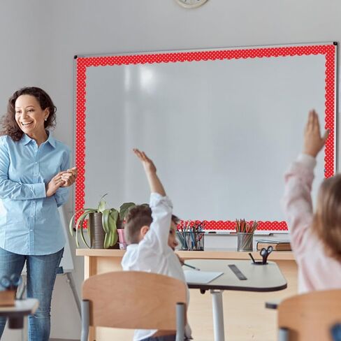 VOSAREA 12pcsMagnetic Bulletin Board Border - Dot Scalloped Borders for Classroom Whiteboard & Chalkboard - 24ft Magnetic Strips Trim for Teacher School Supplies & Office Decor (1.5" Wide) in Kuwait