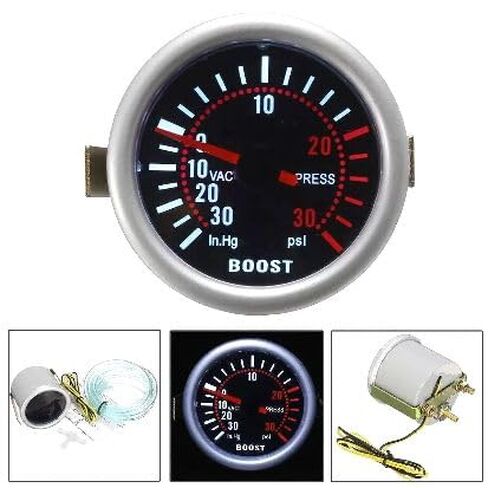 12V 2'' 52mm Digital & Pointer LED Car Turbo Boost Meter 0-30 Boost Psi Gauge Pressure Gauge, Metal &Plastic, Gray in Kuwait