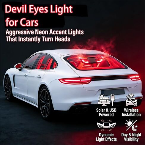 Devil Eyes Solar Car Light,Rechargeable Windshield Ambient Lights,5 Modes,Romantic Car Decor Outdoor Gift for Couples,Women,Men. in Kuwait