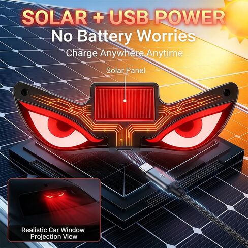 Devil Eyes Solar Car Light,Rechargeable Windshield Ambient Lights,5 Modes,Romantic Car Decor Outdoor Gift for Couples,Women,Men. in Kuwait