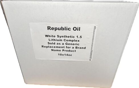 Republic Oil White Synthetic High Temp #1.5 Multipurpose Grease Lithium Complex 10x14oz #1#2 in Kuwait