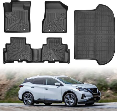 Floor Mats & Cargo Liner-Compatible with Murano 2017.5-2024 All Weather TPE Full Set Floor Liners Waterproof Anti-Slip Durable Automotive Floor Mats (Black) in Kuwait