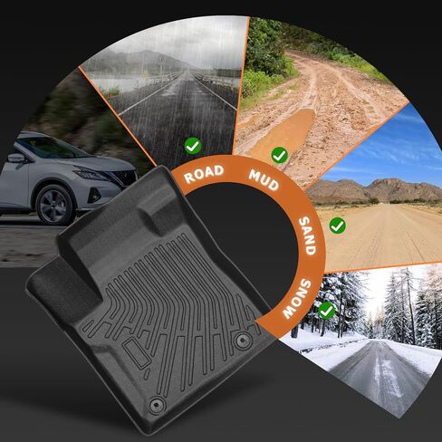 Floor Mats & Cargo Liner-Compatible with Murano 2017.5-2024 All Weather TPE Full Set Floor Liners Waterproof Anti-Slip Durable Automotive Floor Mats (Black) in Kuwait
