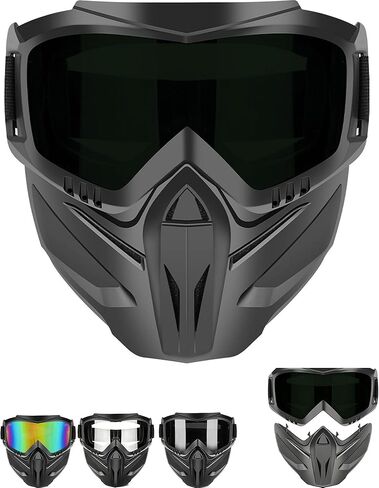Detachable Full Face Goggle Mask, Anti-Fog HD Lens Face Shield with Adjustable Strap for Motorcycle Welding Cutting in Saudi Arabia