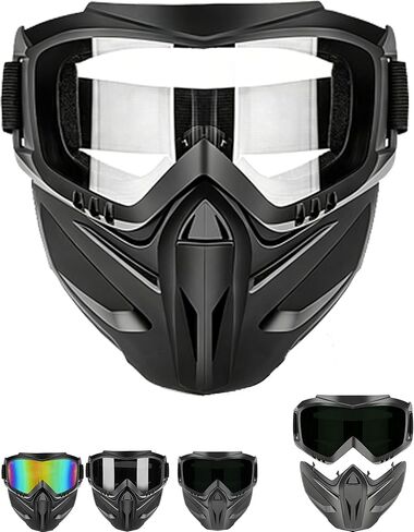 Detachable Full Face Goggle Mask, Anti-Fog HD Lens Face Shield with Adjustable Strap for Motorcycle Welding Cutting in Saudi Arabia
