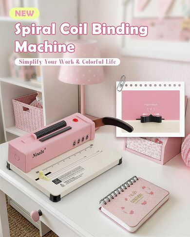 46-Hole Binding Machine Spiral Coil Binder Classic Pink,DIY Book Binder Kits with Electric Coil Inserter,100pcs Comb Binding Spines,for Letter Size/A4/A5 School Office Home in Saudi Arabia
