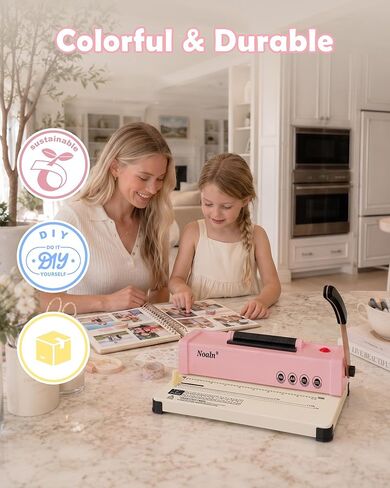 46-Hole Binding Machine Spiral Coil Binder Classic Pink,DIY Book Binder Kits with Electric Coil Inserter,100pcs Comb Binding Spines,for Letter Size/A4/A5 School Office Home in Saudi Arabia