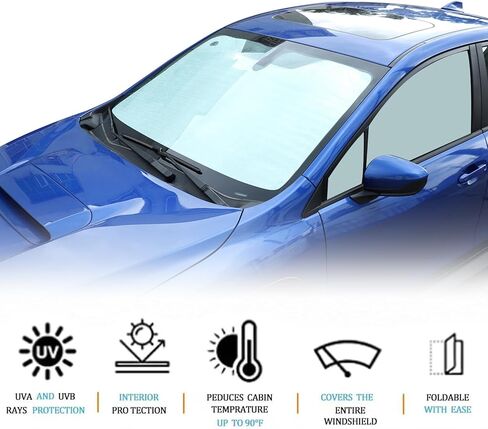 مظلة للزجاج الأمامي متوافقة مع Subaru WRX 2022 2023 2024 2025، عاكس للأشعة فوق البنفسجية قابل للطي، مظلة شمسية للنافذة التلقائية، تحافظ على ملحقات السيارة باردة (الزجاج الأمامي قطعة واحدة) in Saudi Arabia