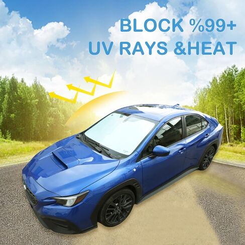 مظلة للزجاج الأمامي متوافقة مع Subaru WRX 2022 2023 2024 2025، عاكس للأشعة فوق البنفسجية قابل للطي، مظلة شمسية للنافذة التلقائية، تحافظ على ملحقات السيارة باردة (الزجاج الأمامي قطعة واحدة) in Saudi Arabia