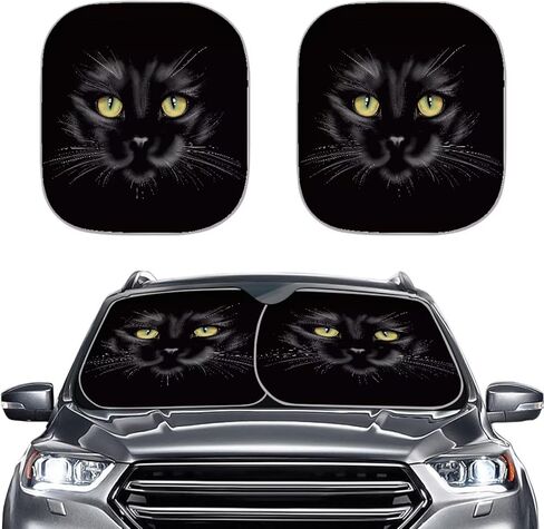 Sunflower 2pcs Car Windshield Sun Shade Block Uv Rays Keep Your Car Cooler Sun Shade Window Auto Interior Accessories Protect Universal Fits Cars,Suvs,Trucks in Saudi Arabia