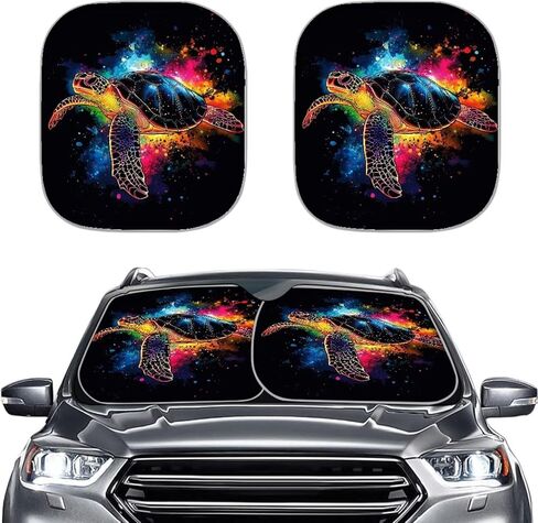 Sunflower 2pcs Car Windshield Sun Shade Block Uv Rays Keep Your Car Cooler Sun Shade Window Auto Interior Accessories Protect Universal Fits Cars,Suvs,Trucks in Saudi Arabia