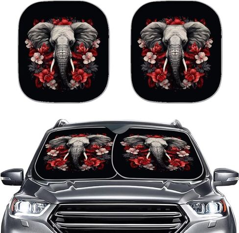 Sunflower 2pcs Car Windshield Sun Shade Block Uv Rays Keep Your Car Cooler Sun Shade Window Auto Interior Accessories Protect Universal Fits Cars,Suvs,Trucks in Saudi Arabia