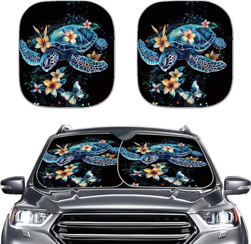 Sunflower 2pcs Car Windshield Sun Shade Block Uv Rays Keep Your Car Cooler Sun Shade Window Auto Interior Accessories Protect Universal Fits Cars,Suvs,Trucks in Saudi Arabia