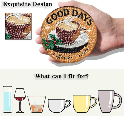ASslanLYs 8 Pcs Diamond Paintings Coasters,Coffee Diamond Art Coasters Kits for Adults Set with Holder-DIY Craft Diamond Dots for Family Decoration Holiday Gift in Saudi Arabia