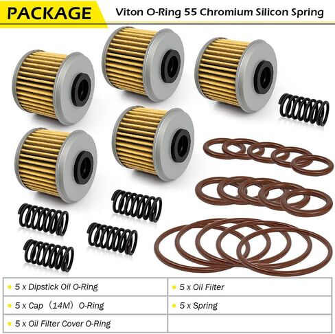 5 قطع مجموعة فلتر الزيت متوافقة مع CRF150RB CRF150R CRF250R CRF250X CRF450R CRF450X TRX450R TRX450ER استبدال الجزء # 15414-MEB-670 15412-MEN-671 in Kuwait