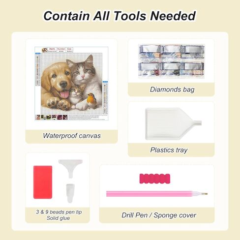 Aicomeon Cat Dog Diamond Art Kits for Adults -Bird 5D Full Drill Round Diamond Painting Kit for Beginners, DIY Gem Art for Home Wall Decor & Gift 12x12 Inch in Saudi Arabia
