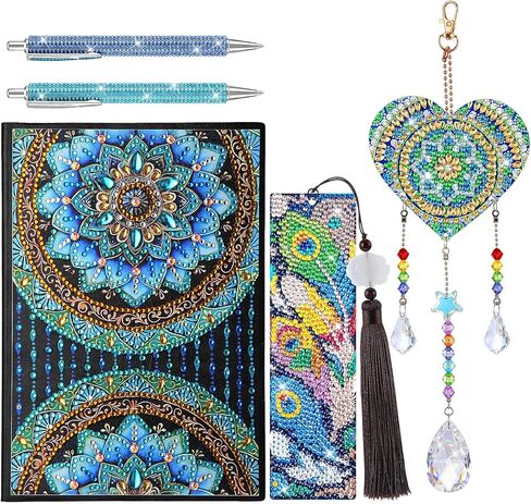 ForraFun Diamond Art Notebook for Adults Diamond Painting Journals Notebooks 5d DIY Diamonds Notebook Painting Kit with Diamonds Ballpoint DIY Bookmark & Wind Chime for Crafts Gift(Mandala) in Kuwait
