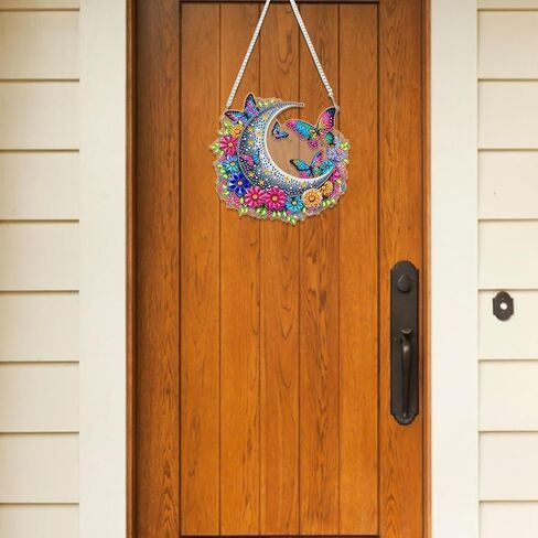 RICUVED Moon Diamond Art Hanging Kit for Adult, Flowers Special Shaped Diamond Painting Pendant Kit, Butterfly 5D Diamond Art Suncatchers Double Sided Hanging Window Art Ornament for Home Garden Decor in Saudi Arabia