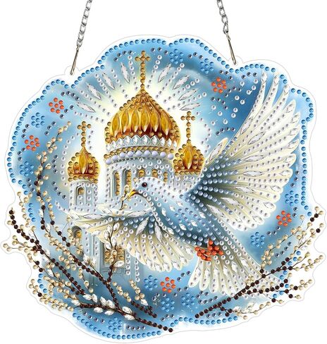 Lxmsja DIY Native American Woman Diamond Painting Hanging Ornament, Double-Sided Acrylic Wolf and Butterflies Diamond Art Kit, Special Shaped Suncatcher Hanging Pendant Window Art Kit in Kuwait