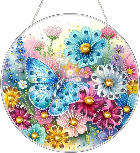 DIY Hanging Diamond Art Kit for Adults, 5D Acrylic Gem Art Window & Wall Pendant, Diamond Painting Ornament for Home Decor (Butterfly) in Saudi Arabia