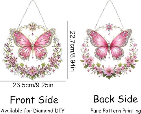 DIY Hanging Diamond Art Kit for Adults, 5D Acrylic Gem Art Window & Wall Pendant, Diamond Painting Ornament for Home Decor (Butterfly) in Saudi Arabia