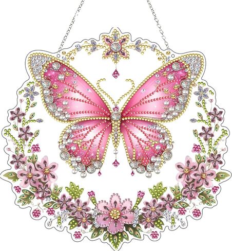 DIY Hanging Diamond Art Kit for Adults, 5D Acrylic Gem Art Window & Wall Pendant, Diamond Painting Ornament for Home Decor (Butterfly) in Saudi Arabia