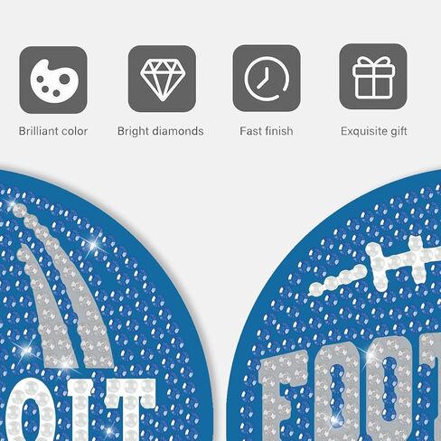 KALUOLAN 8PCS Diamond Painting Coasters Kits with Holder,5D Football Stlye Cup Coasters Diamond Art Sets for Beginners Kids Adults DIY Sports Gift for Detroit in Kuwait