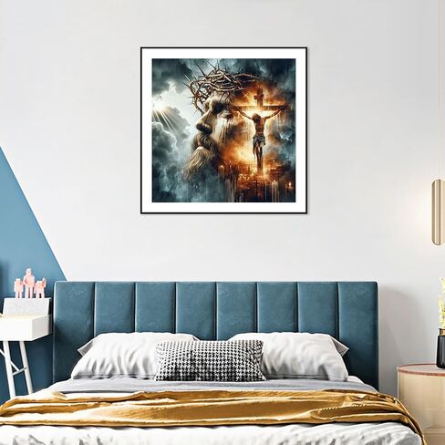 FHBUBPUP Jesus Diamond Art Kits for Adults, Faith Diamond Painting Kits, Beginners DIY Full Drill Round Diamond Dot Gem Art Crafts Home Wall Decoration Gift 12×12Inch in Kuwait