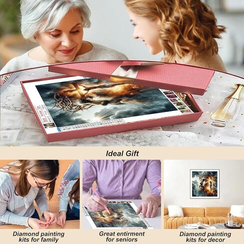 FHBUBPUP Jesus Diamond Art Kits for Adults, Faith Diamond Painting Kits, Beginners DIY Full Drill Round Diamond Dot Gem Art Crafts Home Wall Decoration Gift 12×12Inch in Kuwait