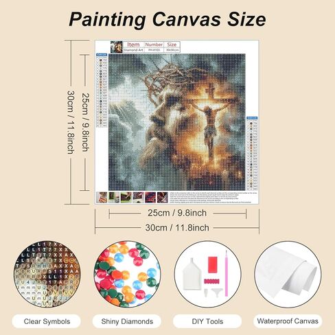 FHBUBPUP Jesus Diamond Art Kits for Adults, Faith Diamond Painting Kits, Beginners DIY Full Drill Round Diamond Dot Gem Art Crafts Home Wall Decoration Gift 12×12Inch in Kuwait