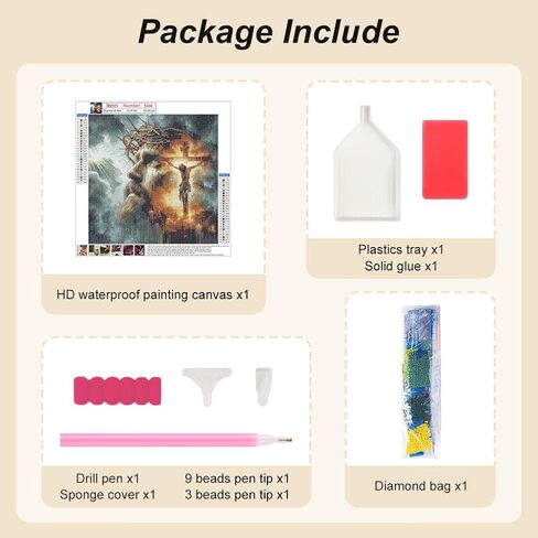 FHBUBPUP Jesus Diamond Art Kits for Adults, Faith Diamond Painting Kits, Beginners DIY Full Drill Round Diamond Dot Gem Art Crafts Home Wall Decoration Gift 12×12Inch in Kuwait