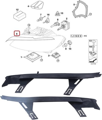 Pair of Upper Headlight Gasket Upper Upper Headlight Gaskets Sealing Strip Left Right 63117174517 Fit for 3 Series E92/E93 2005-2010, M3 E92/ E93 2005-2013 in Kuwait
