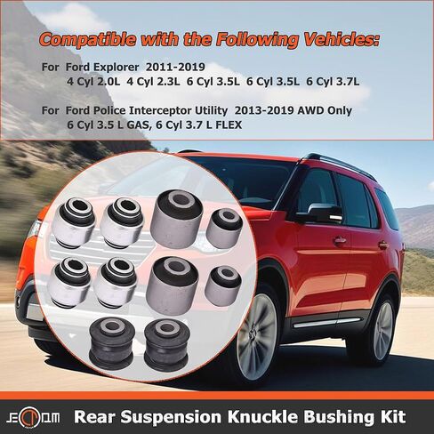 Rear Suspension Knuckle Bushing Kit 10 PCS Compatible With Ford Explorer 2011-2019, Police Interceptor Utility 2013-2019 Replace For DB5Z5B758B DB5Z5B759B BB5Z5B758A BB5Z5B759A in Kuwait