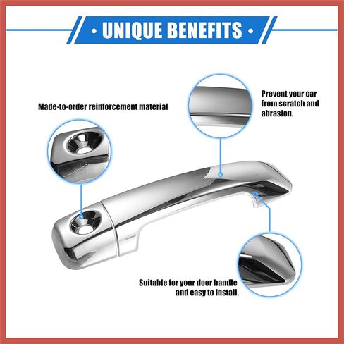 ACROPIX Car Door Handle Cover Kit Compatible for Toyota Tundra 2007-2018, Durable Plastic Silver Tone Car Parts in Kuwait