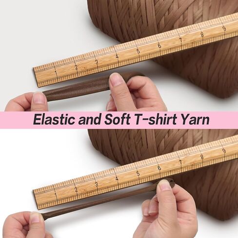 MESTOON 2 Pack Soft T-Shirt Yarn (Total 2000g/590yds), Suitable for Beginners' Crafts and DIY Knitting, Crocheting/Bags, Baskets, Coasters, Polyester Fabric Yarn. (Camel+Coffee) in Saudi Arabia