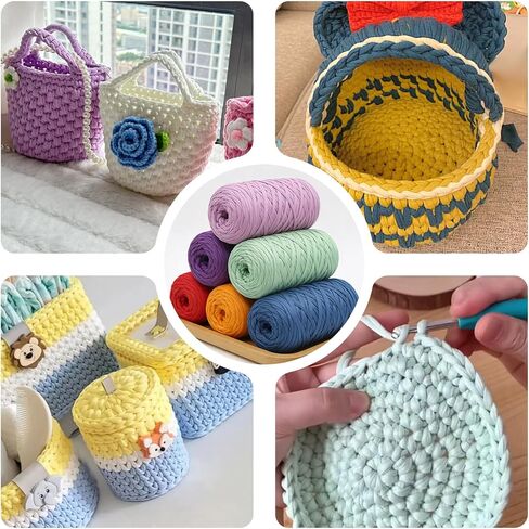 MESTOON 2 Pack Soft T-Shirt Yarn (Total 2000g/590yds), Suitable for Beginners' Crafts and DIY Knitting, Crocheting/Bags, Baskets, Coasters, Polyester Fabric Yarn. (Camel+Coffee) in Saudi Arabia