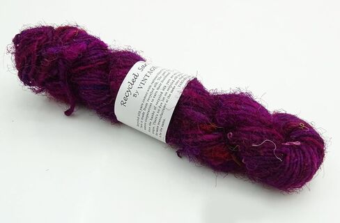 Recycled Sari Silk Yarn Hand-Spun Dark Magenta Soft Yarns 100g in Saudi Arabia
