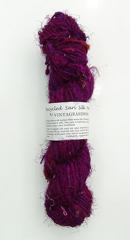 Recycled Sari Silk Yarn Hand-Spun Dark Magenta Soft Yarns 100g in Saudi Arabia