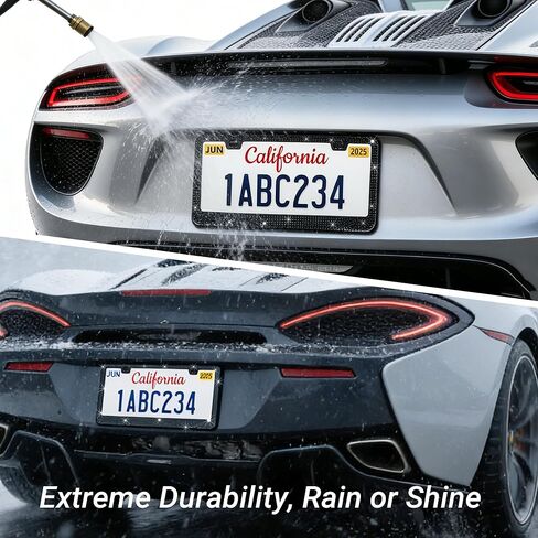 Shering 2 Pack Bling License Plate Frames for Women, Stainless Steel, 1200pcs Rhinestone Sparkly Diamond, Handmade Bedazzled Cover (Black) in Saudi Arabia