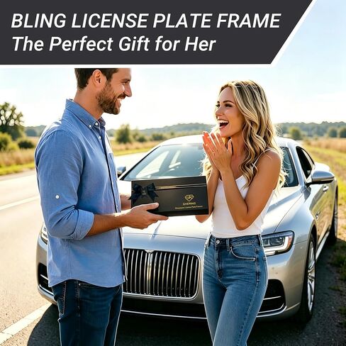 Shering 2 Pack Bling License Plate Frames for Women, Stainless Steel, 1200pcs Rhinestone Sparkly Diamond, Handmade Bedazzled Cover (Black) in Saudi Arabia