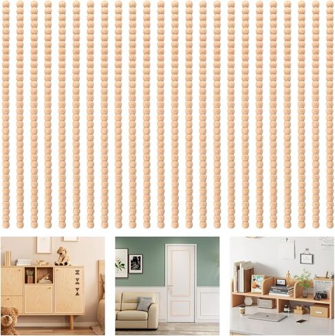 24 Pcs Decorative Half Round Pearl Molding Unfinished Wood Beaded Trim, 15.75 Inch Unfinished Scalloped Decorative Wood Trim Scalloped Edge Molding for DIY Crafts, Furniture,Cabinet,Wall,Door Window in Saudi Arabia