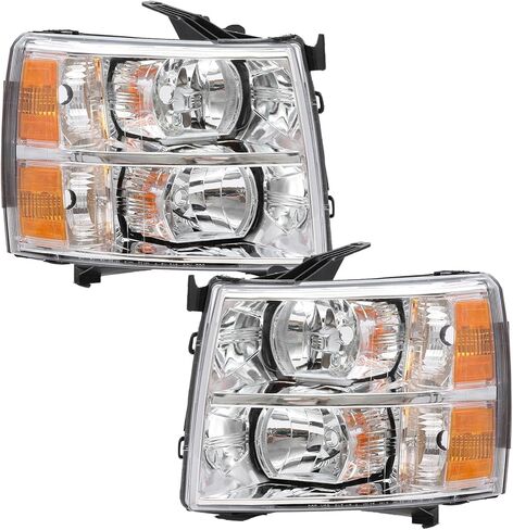 Headlight Taillight Assembly Fit For 2007-2013 Chevy Silverado 1500 2007-2014 Chevy Silverado 2500HD 3500HD Chrome Housing Amber Corner w/Red Taillights Rear Brake Lamp 22853027 22853028 in Saudi Arabia