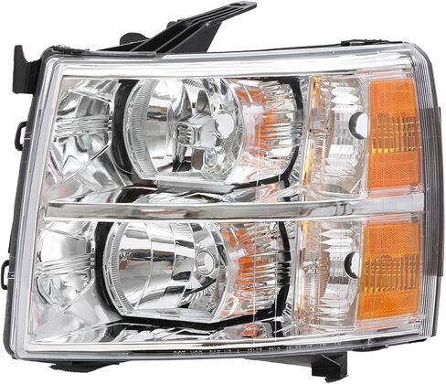 Headlight Taillight Assembly Fit For 2007-2013 Chevy Silverado 1500 2007-2014 Chevy Silverado 2500HD 3500HD Chrome Housing Amber Corner w/Red Taillights Rear Brake Lamp 22853027 22853028 in Saudi Arabia