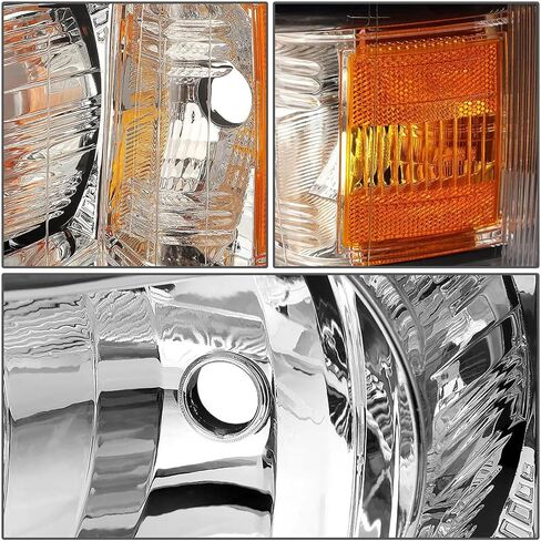Headlight Taillight Assembly Fit For 2007-2013 Chevy Silverado 1500 2007-2014 Chevy Silverado 2500HD 3500HD Chrome Housing Amber Corner w/Red Taillights Rear Brake Lamp 22853027 22853028 in Saudi Arabia
