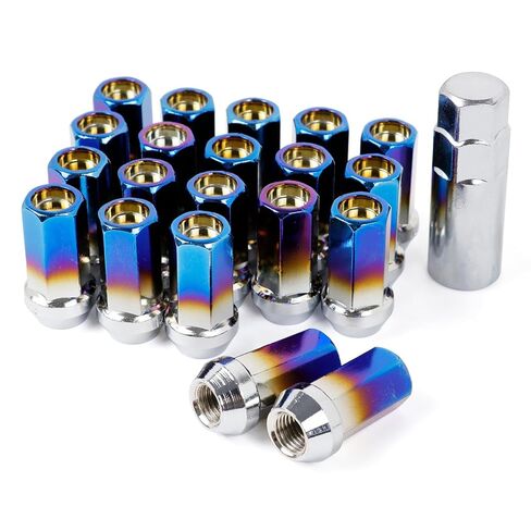M12x1.5 Wheel Lug Nuts, Burnt Blue,Closed End 1.65" Tall 17mm Hex, 60 Degree Cone Seat, 20PCS/Set,Fits Aftermarket Wheels in Saudi Arabia